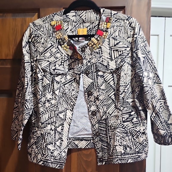 Ruby Rd. Black and Tan Patterned Blazer - Picture 1 of 3